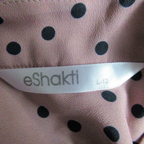 Eshakti Dress Womens Large 12 Pink Polka Dot Belted Shirt Preppy Feminine Work - Picture 6 of 7